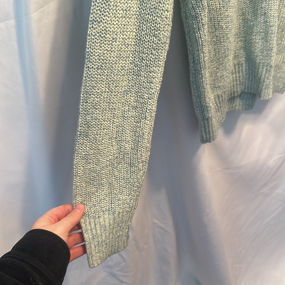 TIME AND TRU V NECK LIGHTWEIGHT GREEN SWEATER WITH COLLAR RIBBED KNIT LOOK XS - Picture 4 of 13